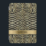 Vita och Guld Glitter med svart Zebra ränder iPad Mini Skydd<br><div class="desc">Vita diamanter glitter och gnistor,  guld accenter,  zebra ränder,  djurtryck mönster. Anpassade monogram. Om du behöver hjälp med att anpassa,  ändra färg eller något annat till någon av mina utformningar kontaktar du ArtOnWear-designern.Fri textformatering med hjälp av direkthjälp som är tillgänglig på begäran.</div>