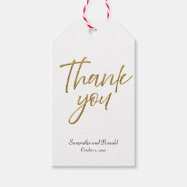 Vita och Guld Glitter minimalistisk Tack Presentetikett