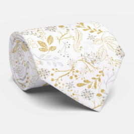 Vita och Guld glittery Nordiska Mönster Slips