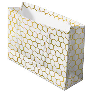 Vita och Guld Hexagon Geometric Mönster
