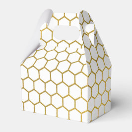 Vita och Guld Hexagon Geometric Mönster Presentaskar