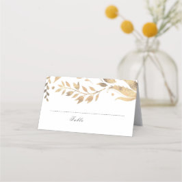 Vita och Guld Höst löv Bröllop Placeringskort