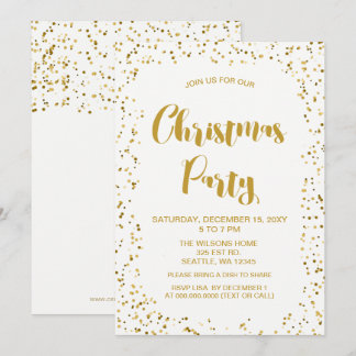 Vita och Guld konetti Modern jul Party Inbjudningar