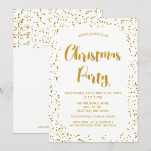 Vita och Guld konetti Modern jul Party Inbjudningar