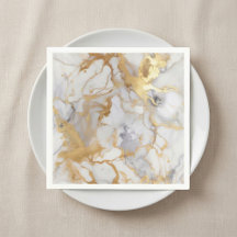Vita och guld lyxmarmoreffekter Napkins