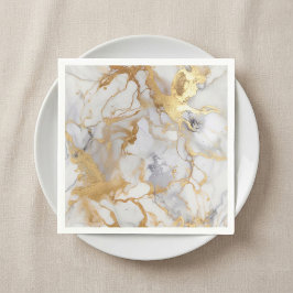 Vita och guld lyxmarmoreffekter Napkins Pappersservett