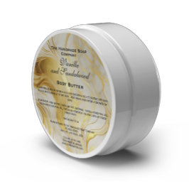 Vita och Guld Marble Cosmetics Burk-etikett Runt Klistermärke