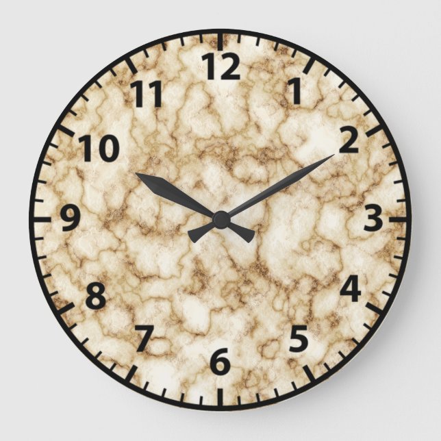 Vita och Guld Marble Granite Wall Clock Stor Klocka (Framsida)