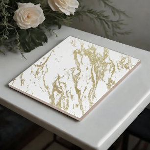 Vita och Guld Marble Luxe Ceramic Tiles Kakelplatta