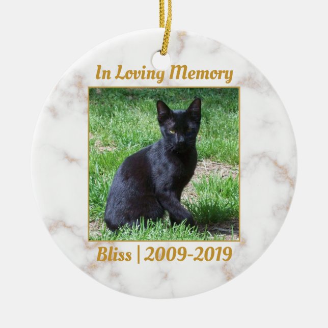 Vita och Guld Marble Memorial Julgransprydnad Keramik (Framsidan)