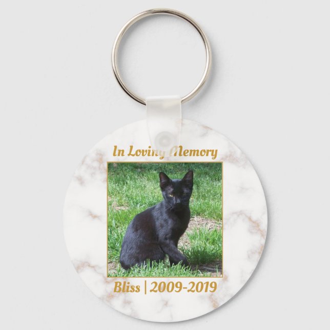 Vita och Guld Marble Memorial Nyckelring (Framsida)