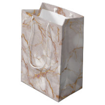 Vita och Guld Marble Struktur Gift Bag