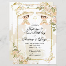 Vita och Guld mexikanska twin-pojkar inbjudan