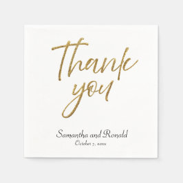 Vita och Guld minimalistiskt Tack Bröllop Pappersservett