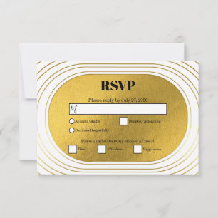 Vita och Guld moderna minimalistbåge Bröllop OSA Kort