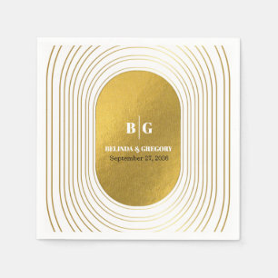 Vita och Guld moderna minimalistbåge Bröllop Pappersservett