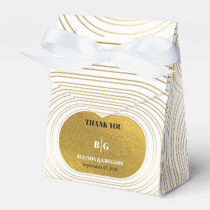 Vita och Guld moderna minimalistbåge Bröllop Presentaskar