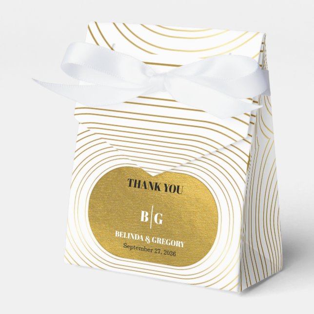Vita och Guld moderna minimalistbåge Bröllop Presentaskar (Framsidan Sidan)