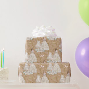 Vita och Guld Möhippa Bröllop Presentpapper