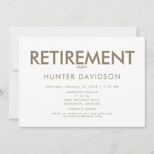 Vita och Guld Pension Party Inbjudningar