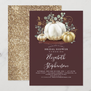 Vita och Guld Pumpkins Fall Möhippa Inbjudningar