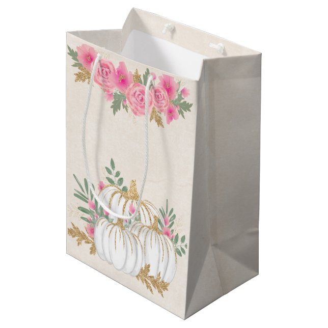 Vita och Guld Pumpkins Watercolor (Framsidan Vinklad)