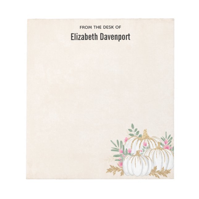 Vita och Guld Pumpkins Watercolor Anteckningsblock (Framsida)