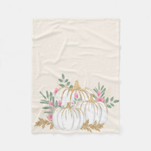 Vita och Guld Pumpkins Watercolor Fleecefilt
