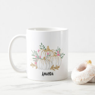 Vita och Guld Pumpkins Watercolor Kaffemugg