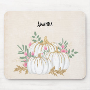Vita och Guld Pumpkins Watercolor Musmatta