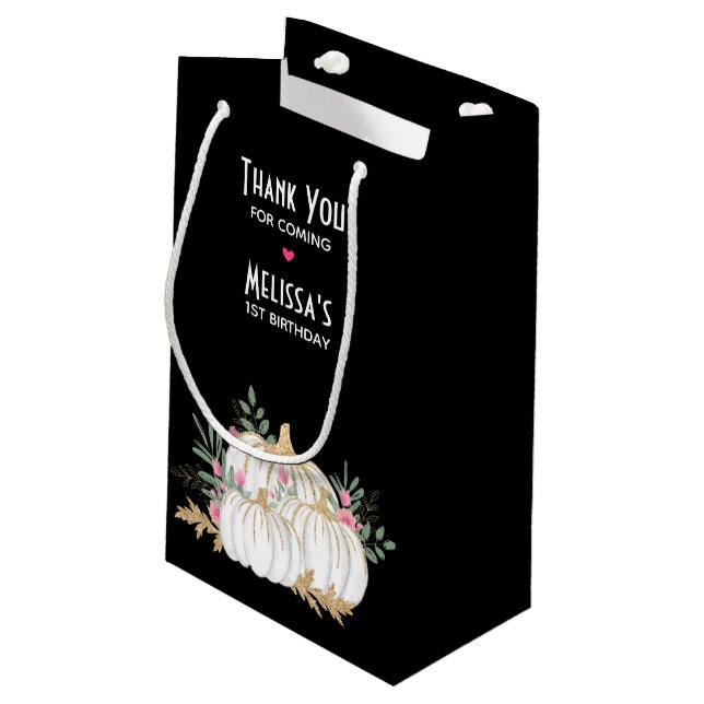 Vita och Guld Pumpkins Watercolor Tack (Baksidan Vinklad)