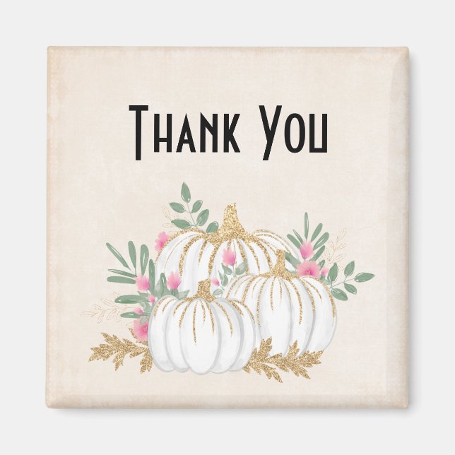 Vita och Guld Pumpkins Watercolor Tack Magnet (Framsidan)