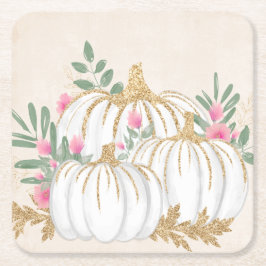 Vita och Guld Pumpkins Watercolor Underlägg Papper Kvadrat