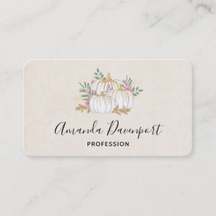Vita och Guld Pumpkins Watercolor Visitkort