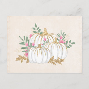 Vita och Guld Pumpkins Watercolor Vykort