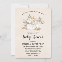 Vita och guld pumpor vattenfärg baby shower