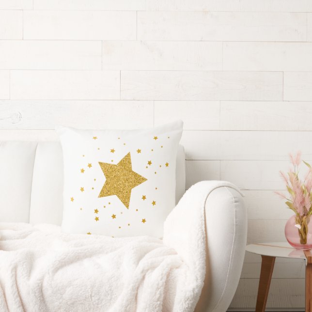 Vita och Guld Starry Natt Kudde (Soffa)