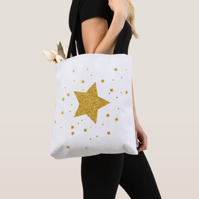 Vita och Guld Starry Natt Tygkasse (Närbild)