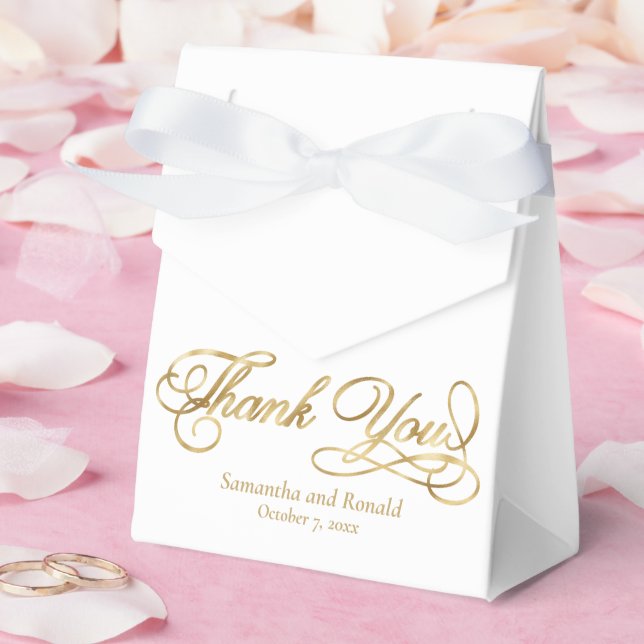 Vita och guldfetter Tack Calligraphy Bröllop Presentaskar (Bröllop)