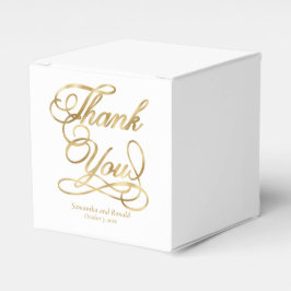 Vita och guldfetter Tack Calligraphy Bröllop Presentaskar