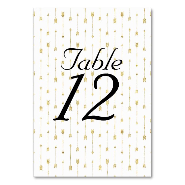 Vita och guldpil-mönster bordsnummer (Framsidan)