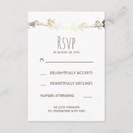 Vita och gyllene blommiga bröllops-RSVP OSA Kort