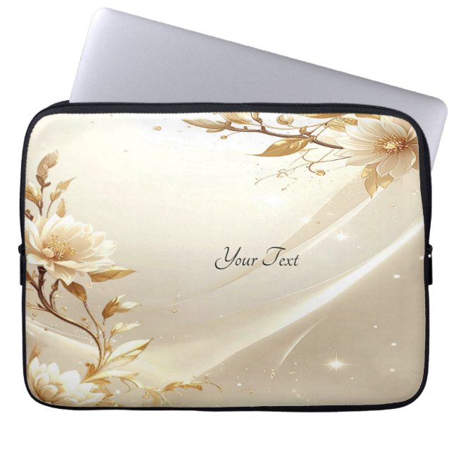 Vita och gyllene blommor Laptopfodral Laptop Fodral (Framsidan)