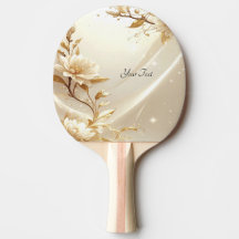 Vita och gyllene blommor Pingisracket
