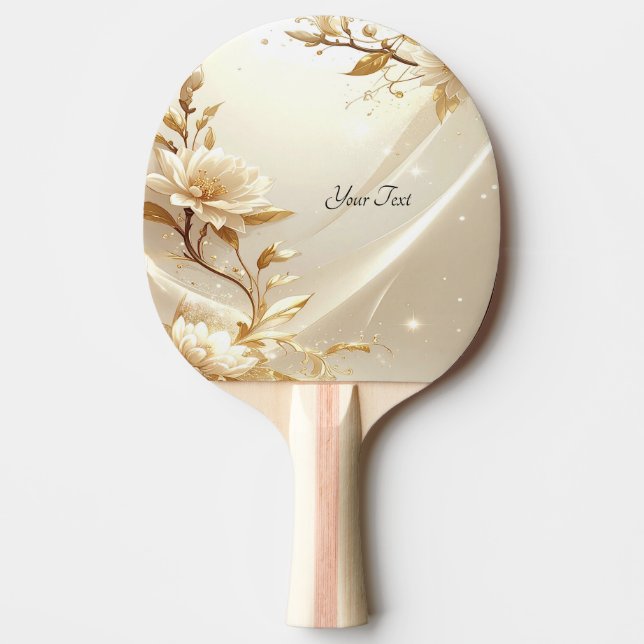 Vita och gyllene blommor Pingisracket (Framsidan)