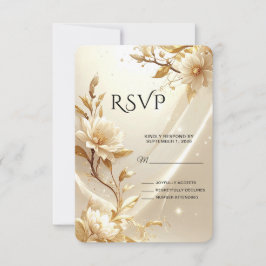 Vita och gyllene blommor RSVP-kort OSA Kort
