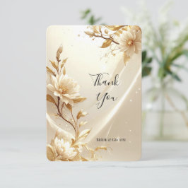 Vita och gyllene blommor tackkort tack kort