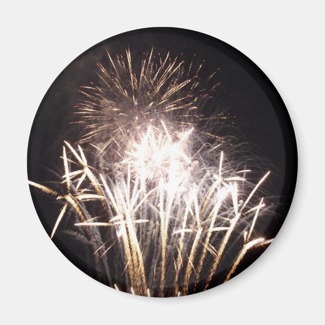 Vita och gyllene fyrverkerier I Patriotisk firande Magnet (Framsidan)