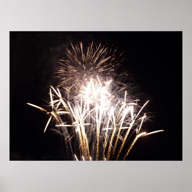 Vita och gyllene fyrverkerier I Patriotisk firande Poster (Framsidan)