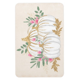 Vita och gyllene pumpor i akvarell magnet